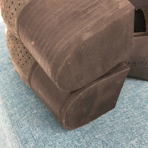 Koolaburra By UGG Grey Ashlyn Perforated Suede Heeled Sandals Amphora size 11 - Picture 7 of 16